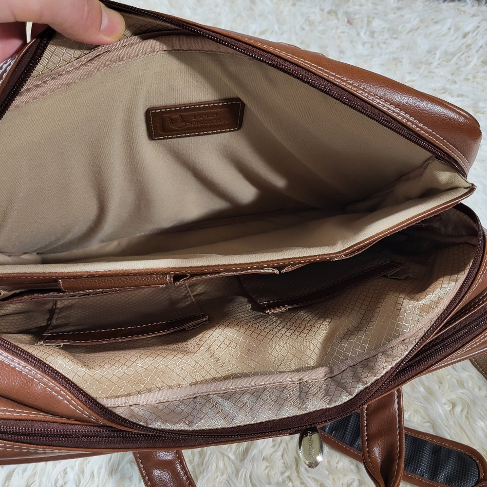 McKlein USA Kenwood 16" Leather Double Compartment Laptop Briefcase - Brown - Picture 10 of 16